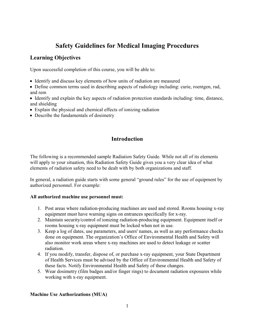 Safety Guidelines for Medical Imaging Procedures