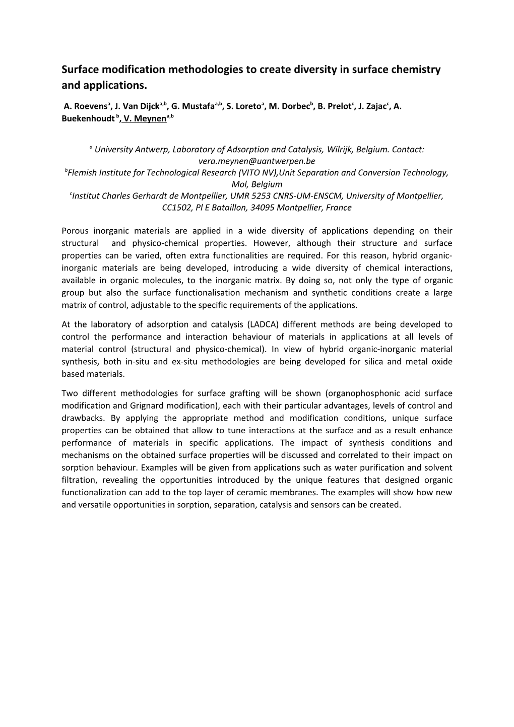 Surface Modification Methodologies to Create Diversity in Surface Chemistry and Applications