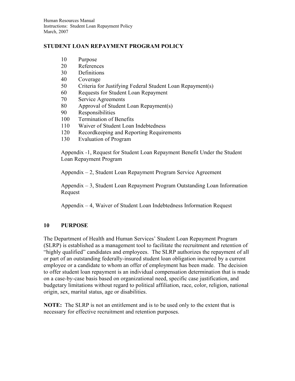 Human Resources Manual Page