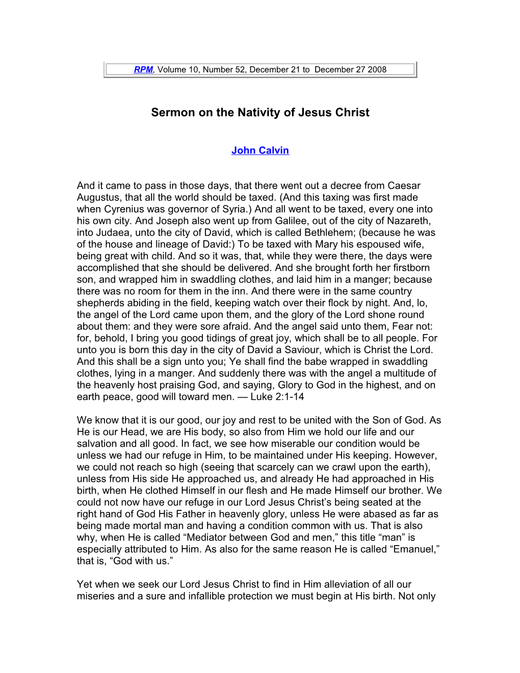 Sermon on the Nativity of Jesus Christ