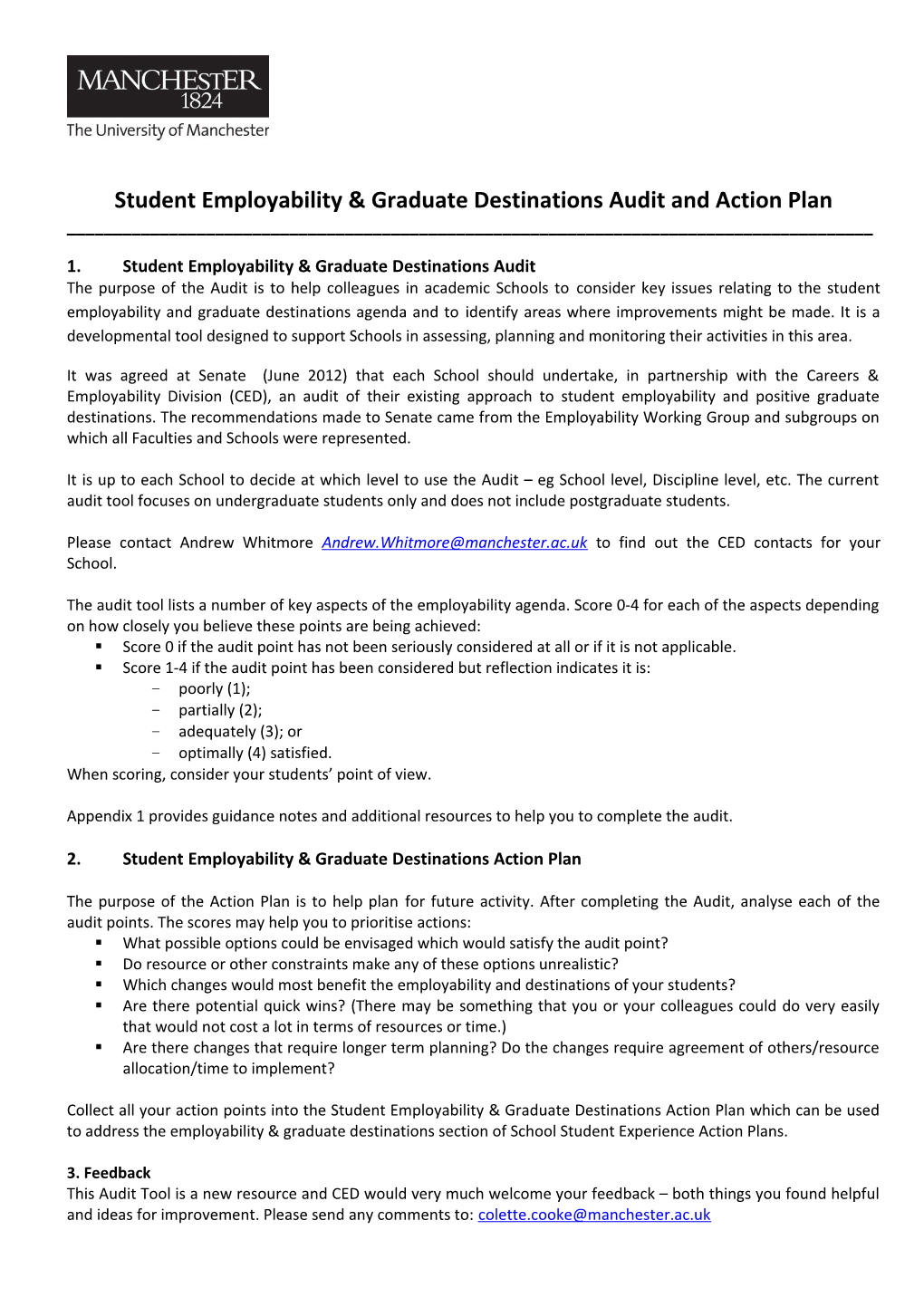 Student Employability & Graduate Destinations Audit and Action Plan