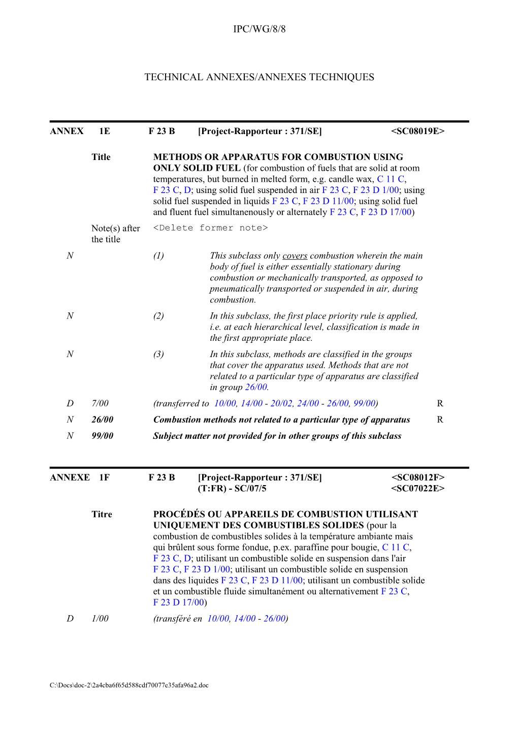 IPC/WG/8/8: Rapport (Tech 1)