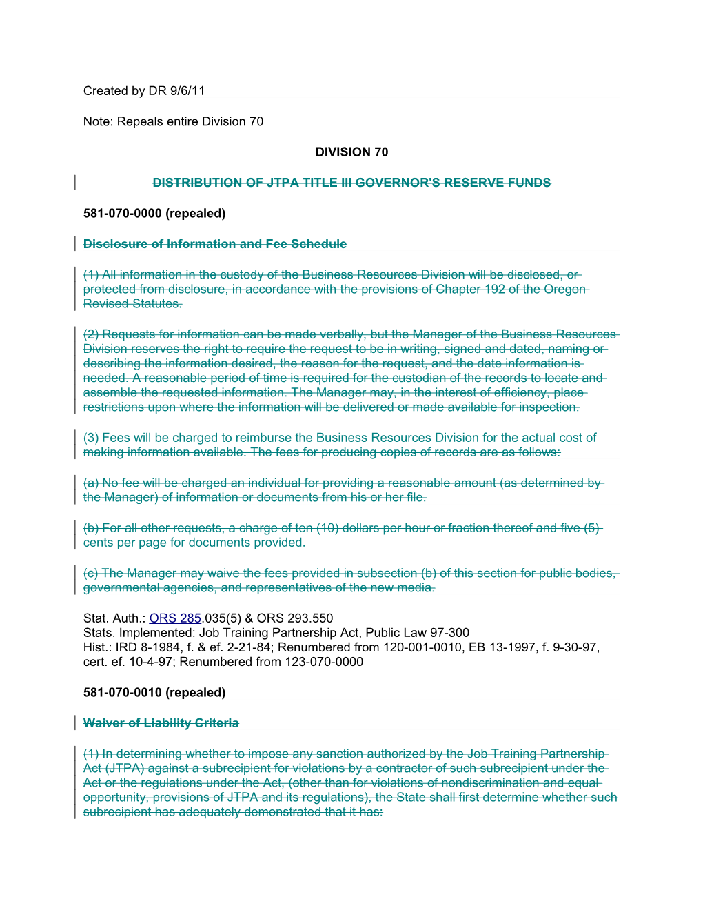 Distribution of Jtpa Title Iii Governor's Reserve Funds