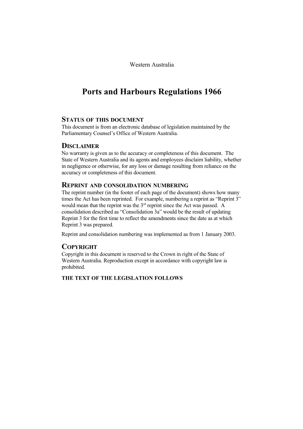 Ports and Harbours Regulations 1966