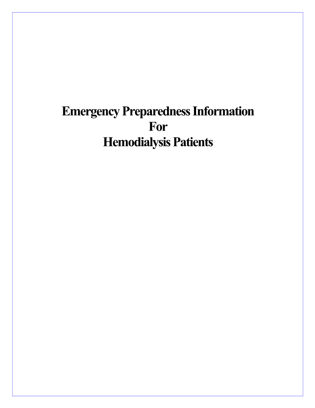 2016 Patient Disaster Plan Template
