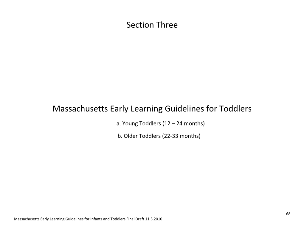 Massachusetts Early Learning Guidelines for Toddlers