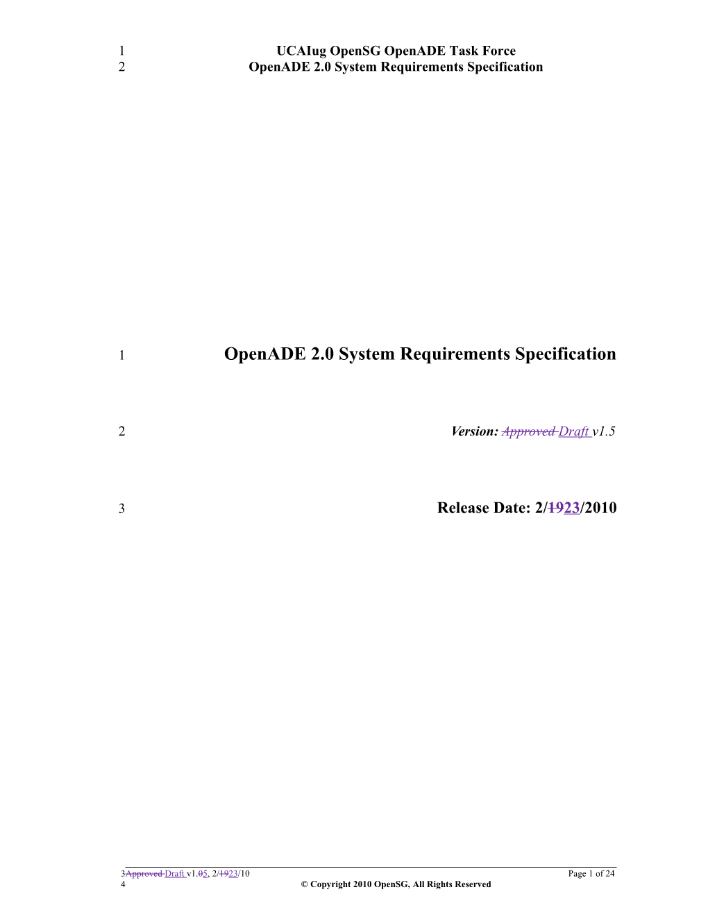 Openade 2.0 System Requirements Specification