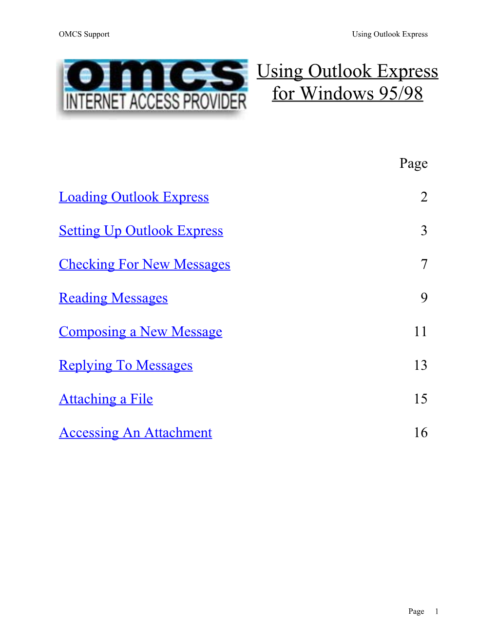 Using Outlook Express for Windows 95/98