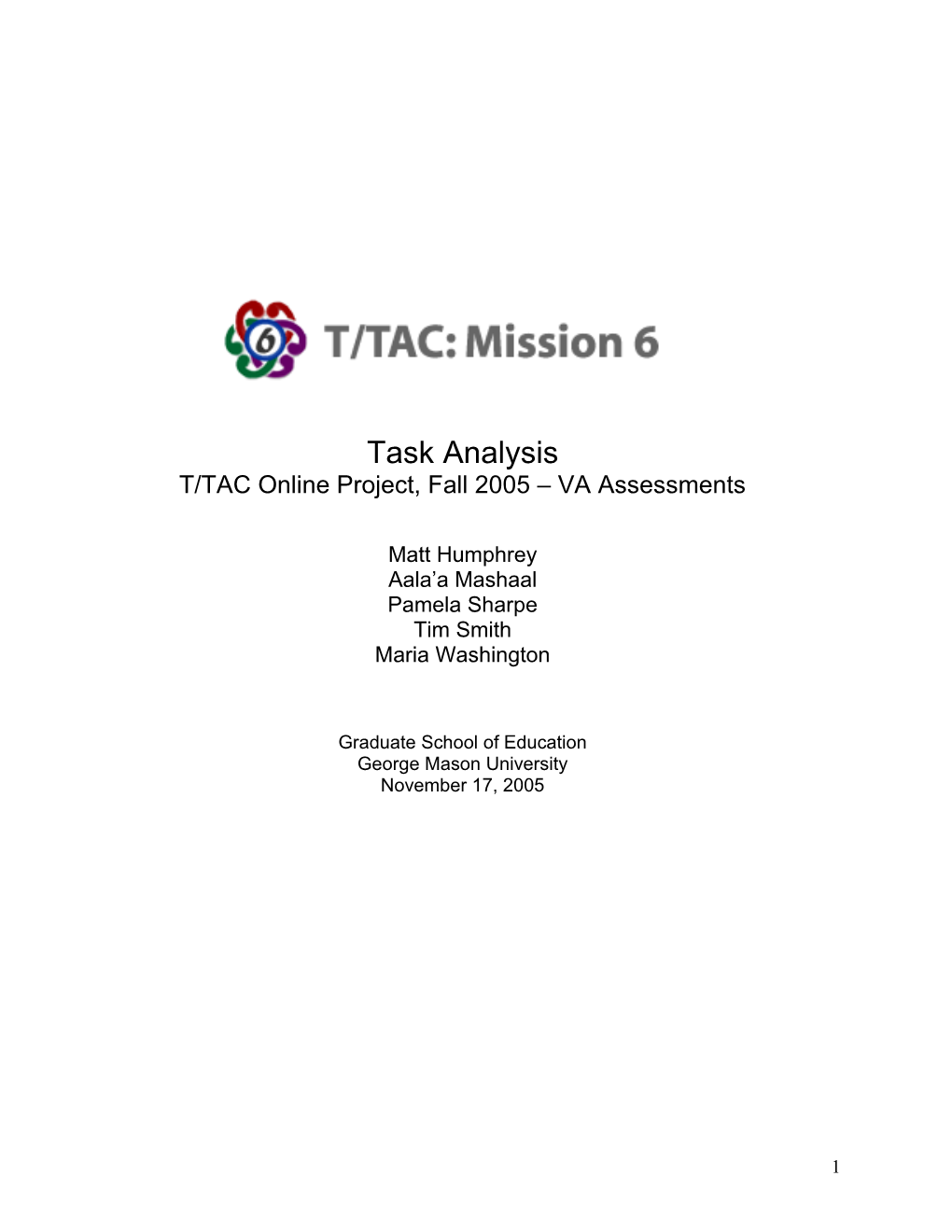 T/TAC Online Project, Fall 2005 VA Assessments