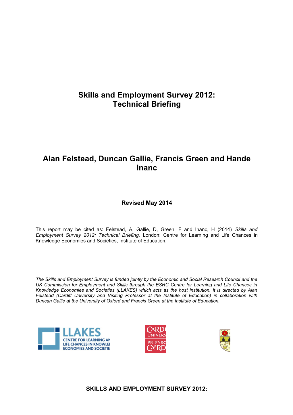 Skills and Employment Survey 2012