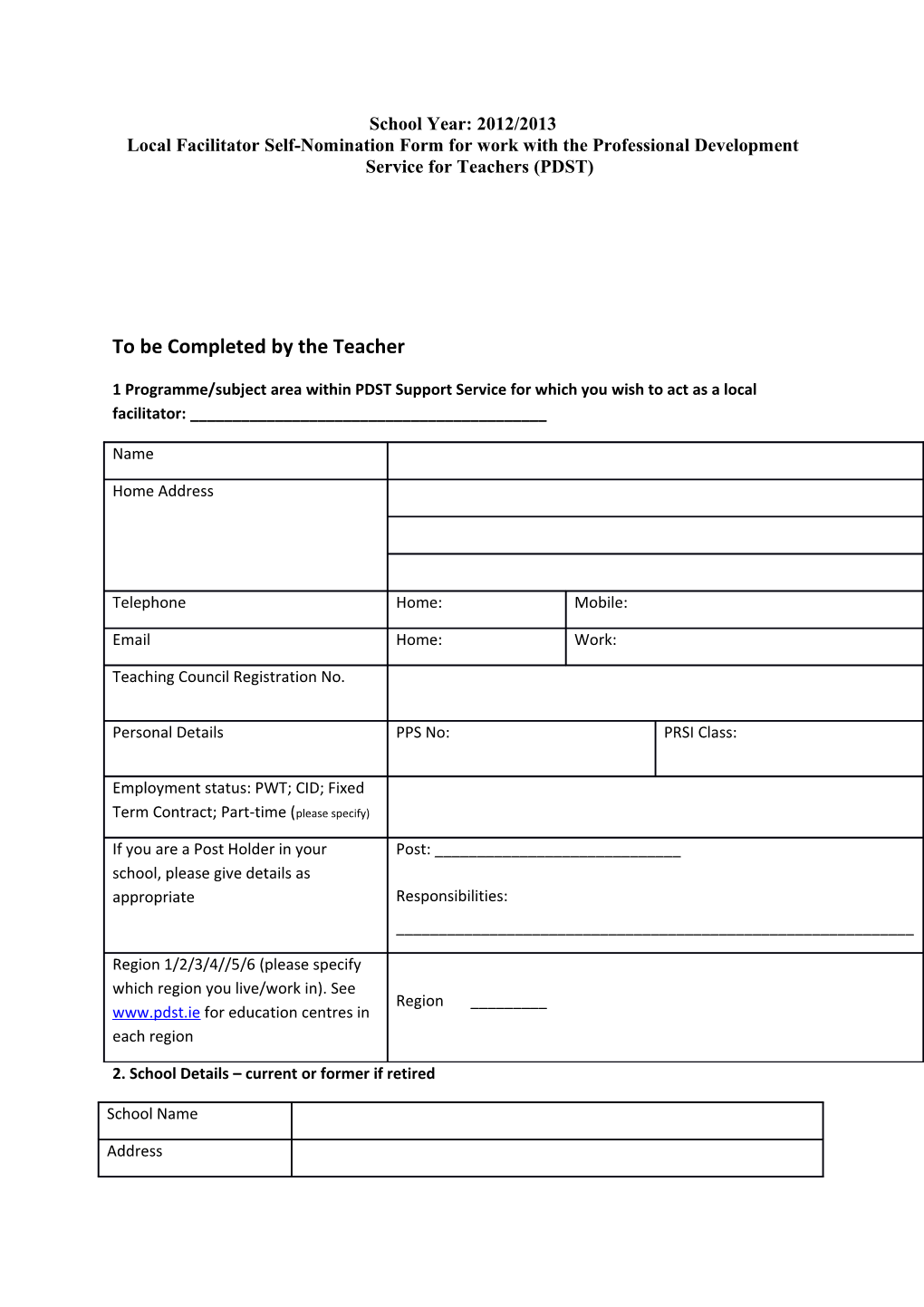 2. School Details Current Or Former If Retired