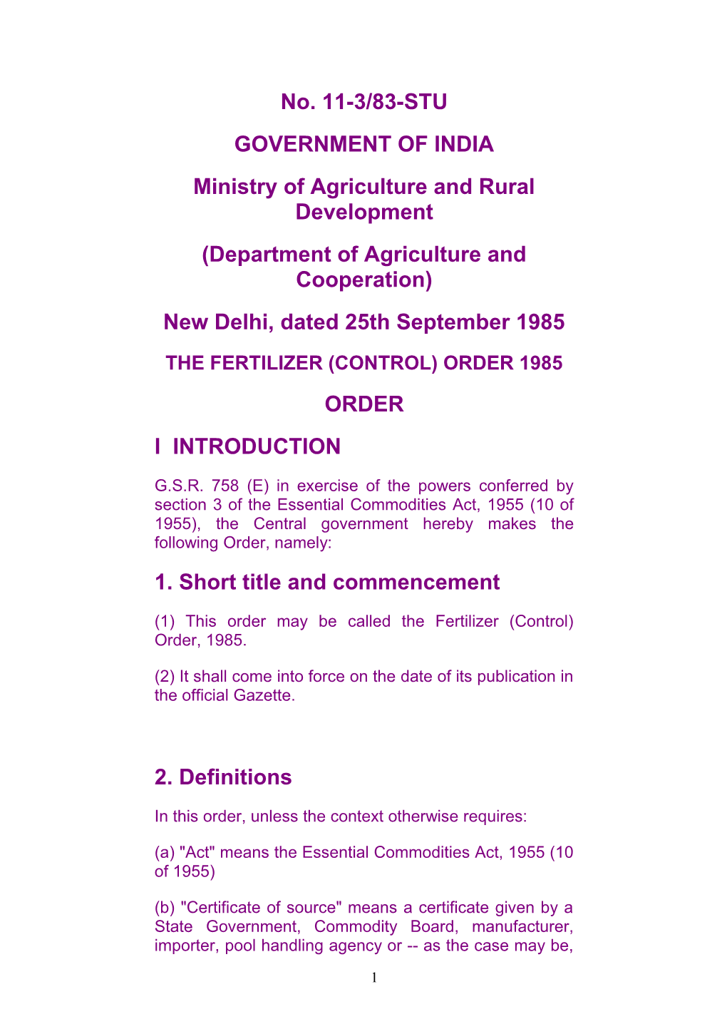 The Essential Commodities Act, 1955
