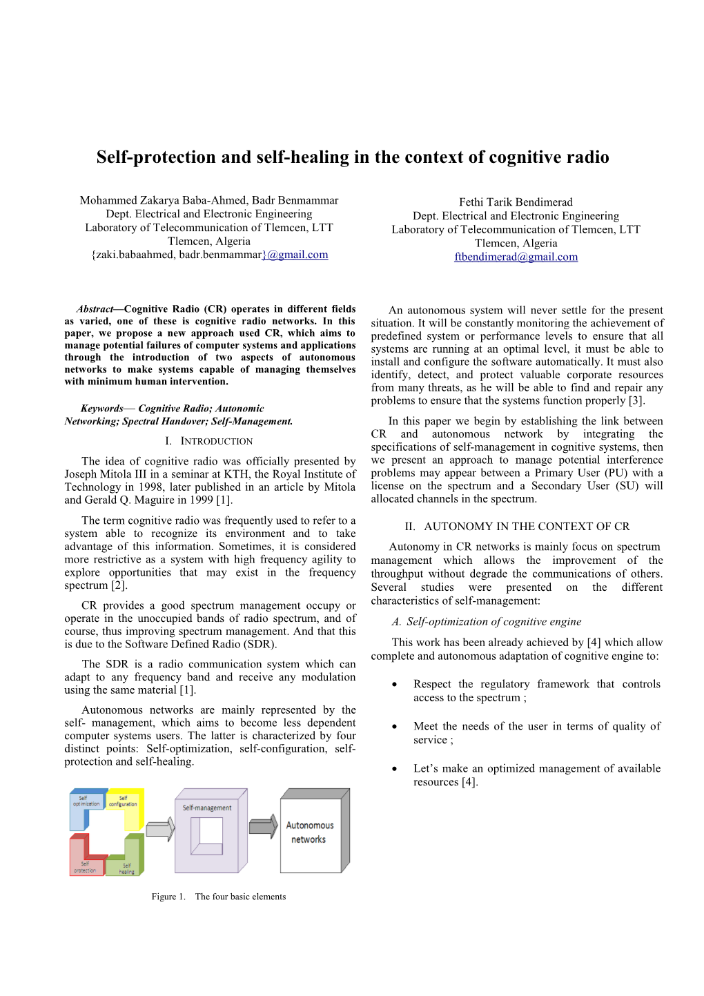 Self-Protection and Self-Healing in the Context of Cognitive Radio