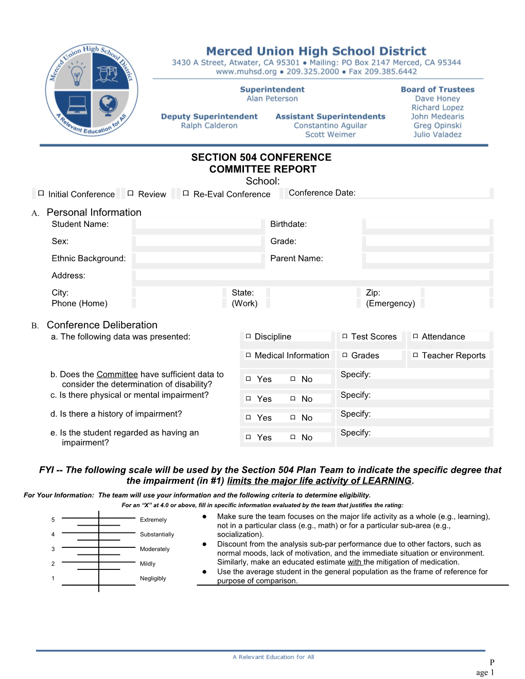 Section 504 Conference