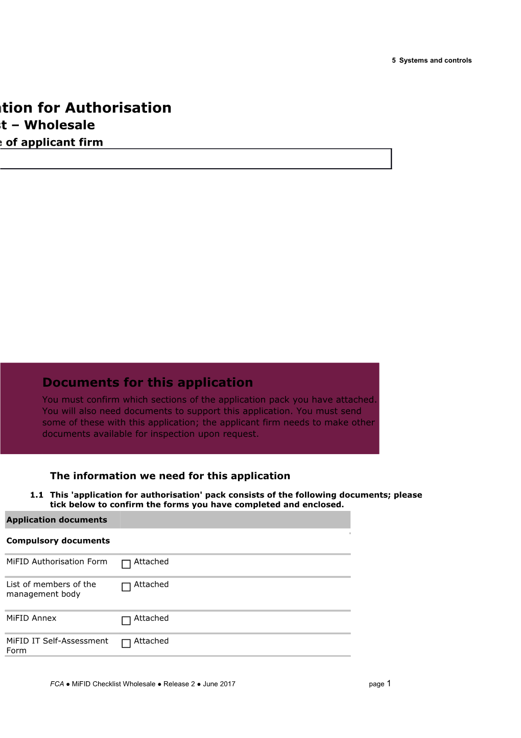 Mifid Wholesale Checklist