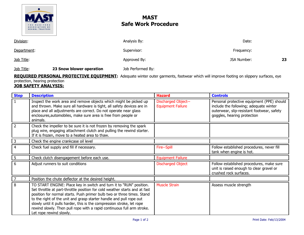 Job Safety Analysis s2