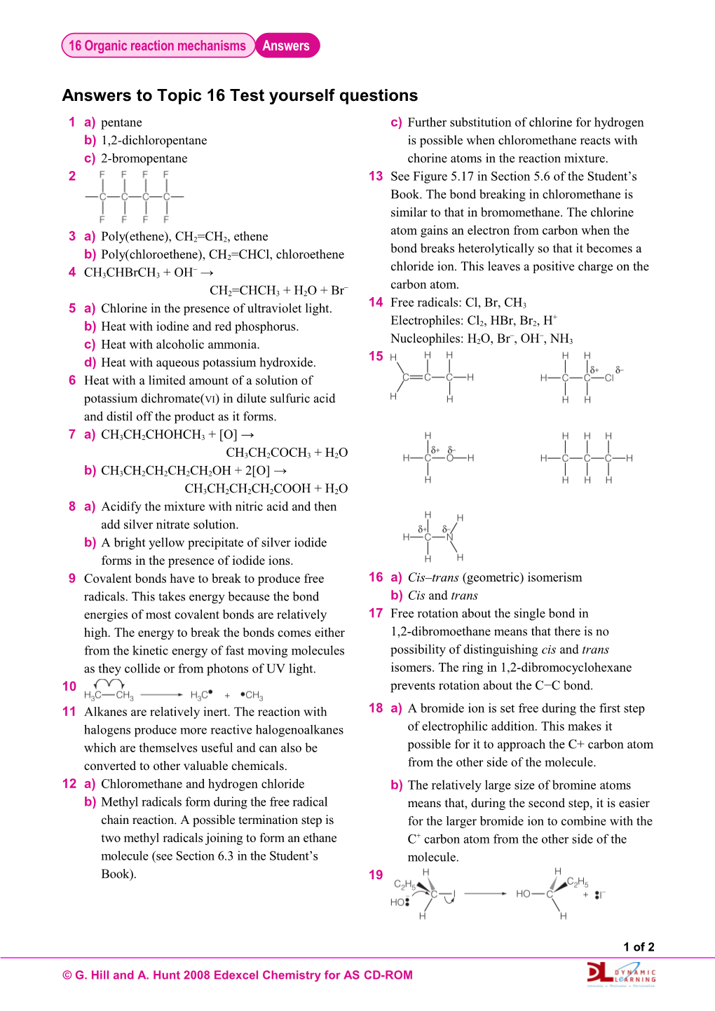 Answers to Topic 16 Test Yourself Questions