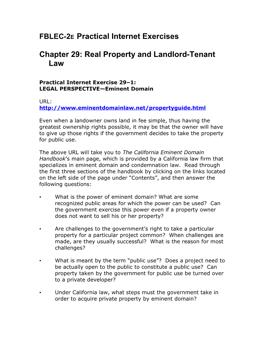 Chapter 29: Real Property and Landlord-Tenant Law