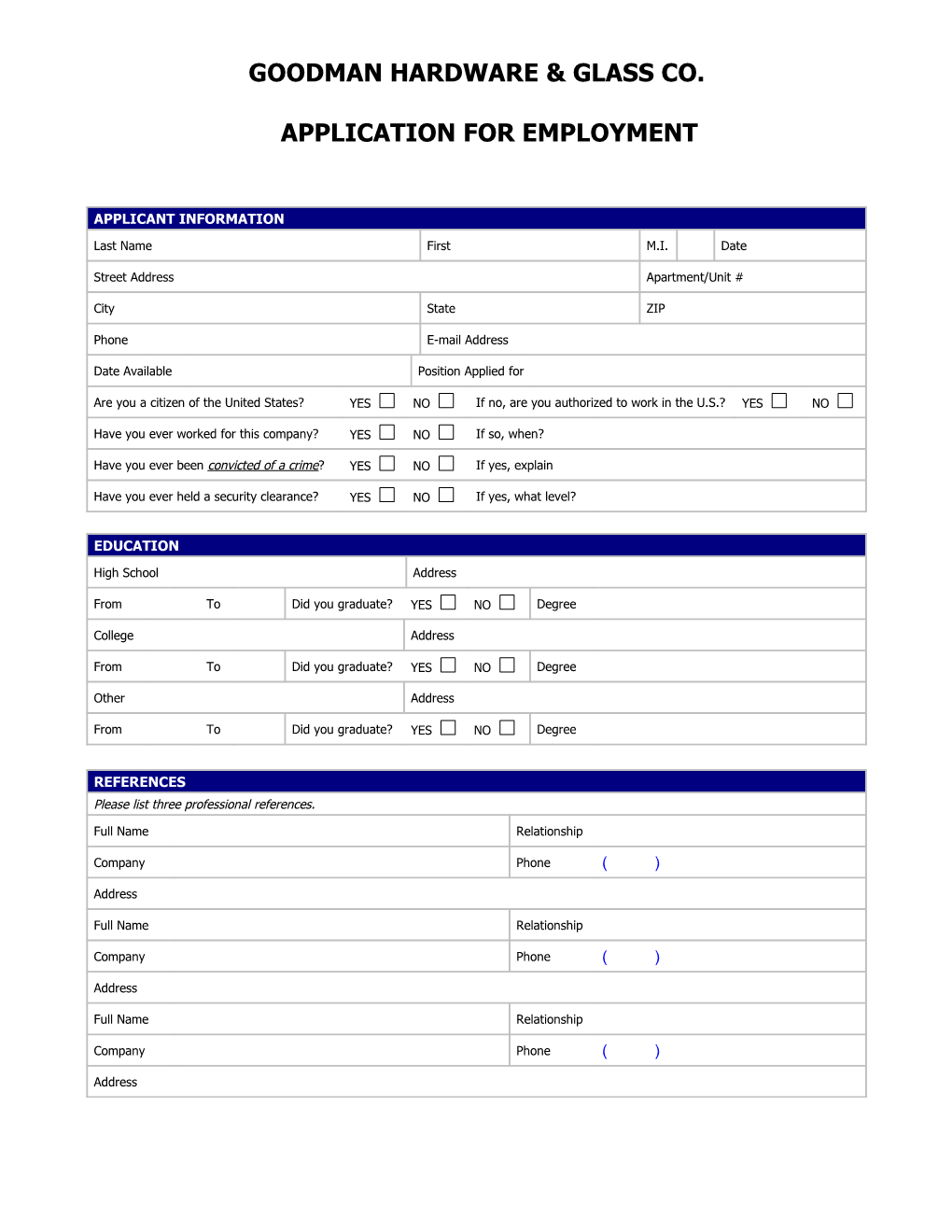 Application for Employment s60