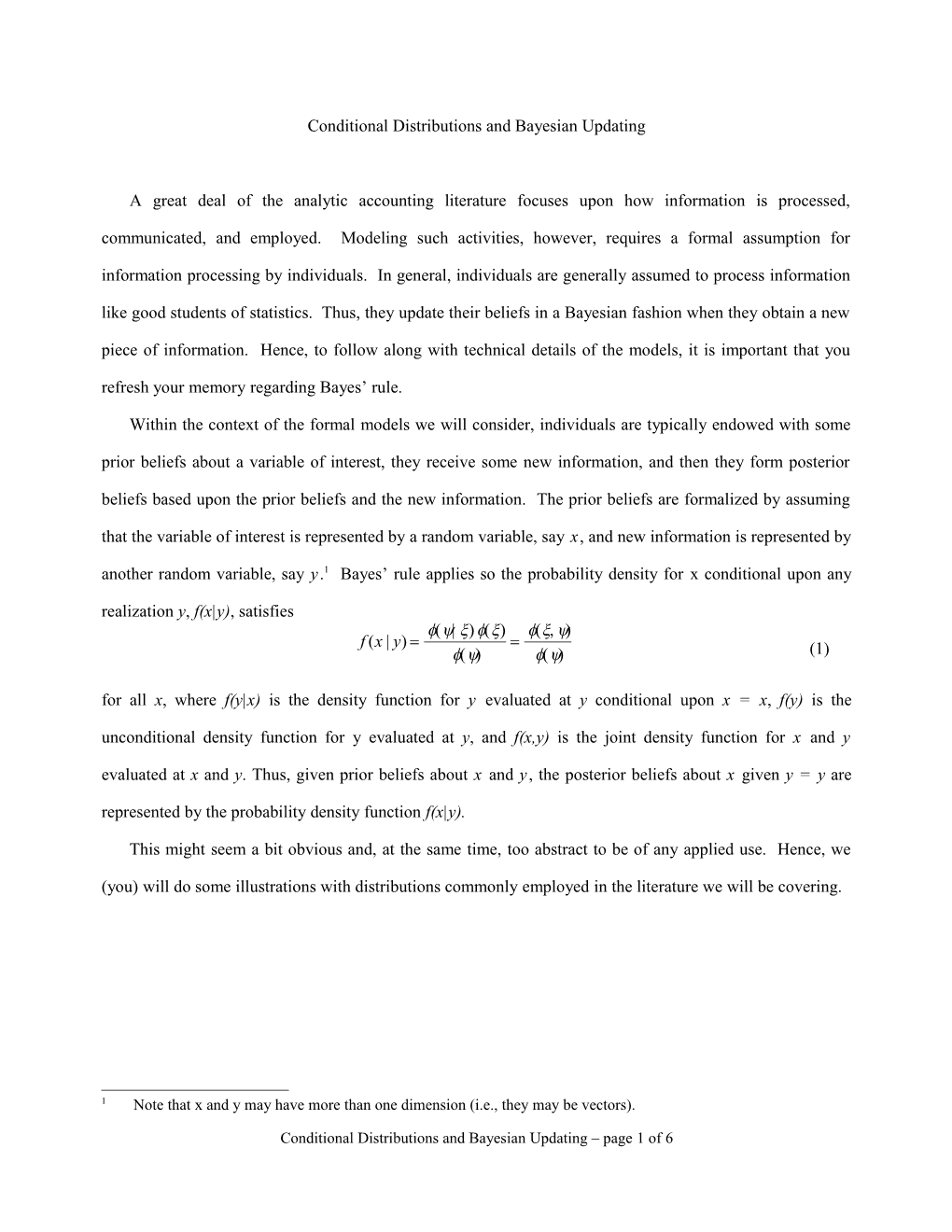 Conditional Distributions and a Few Example Problems