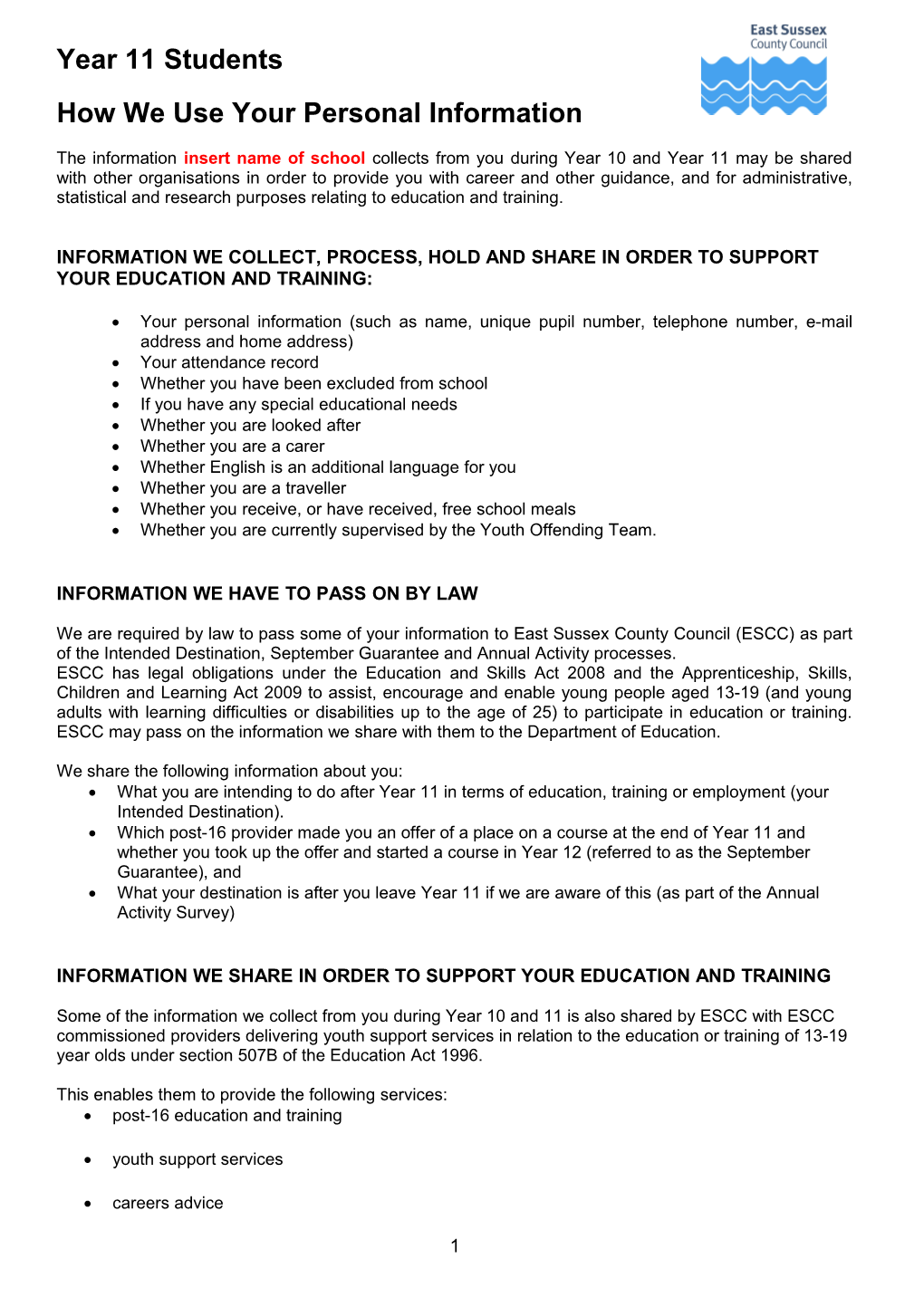 Privacy Notice Post-16 Data Sharing Jan2014