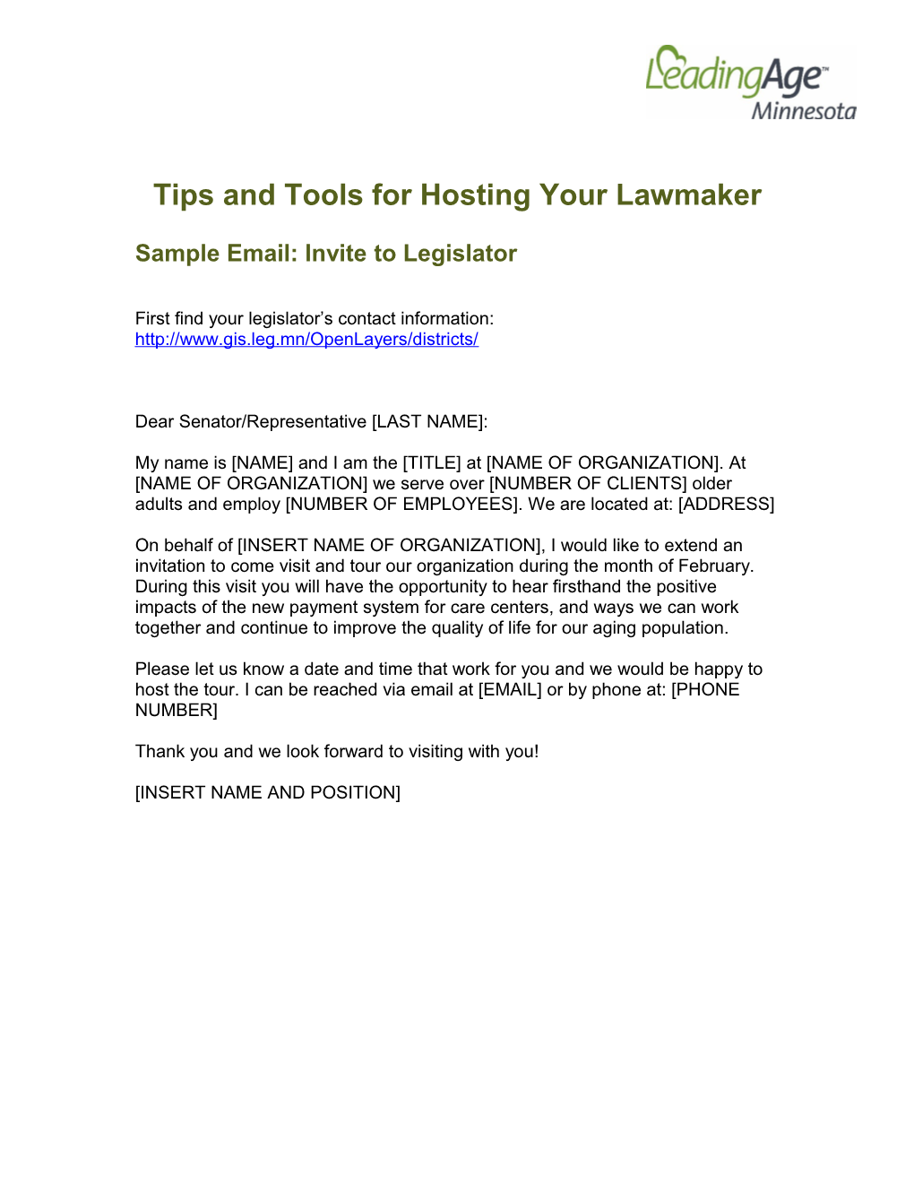 Tips and Tools for Hosting Your Lawmaker