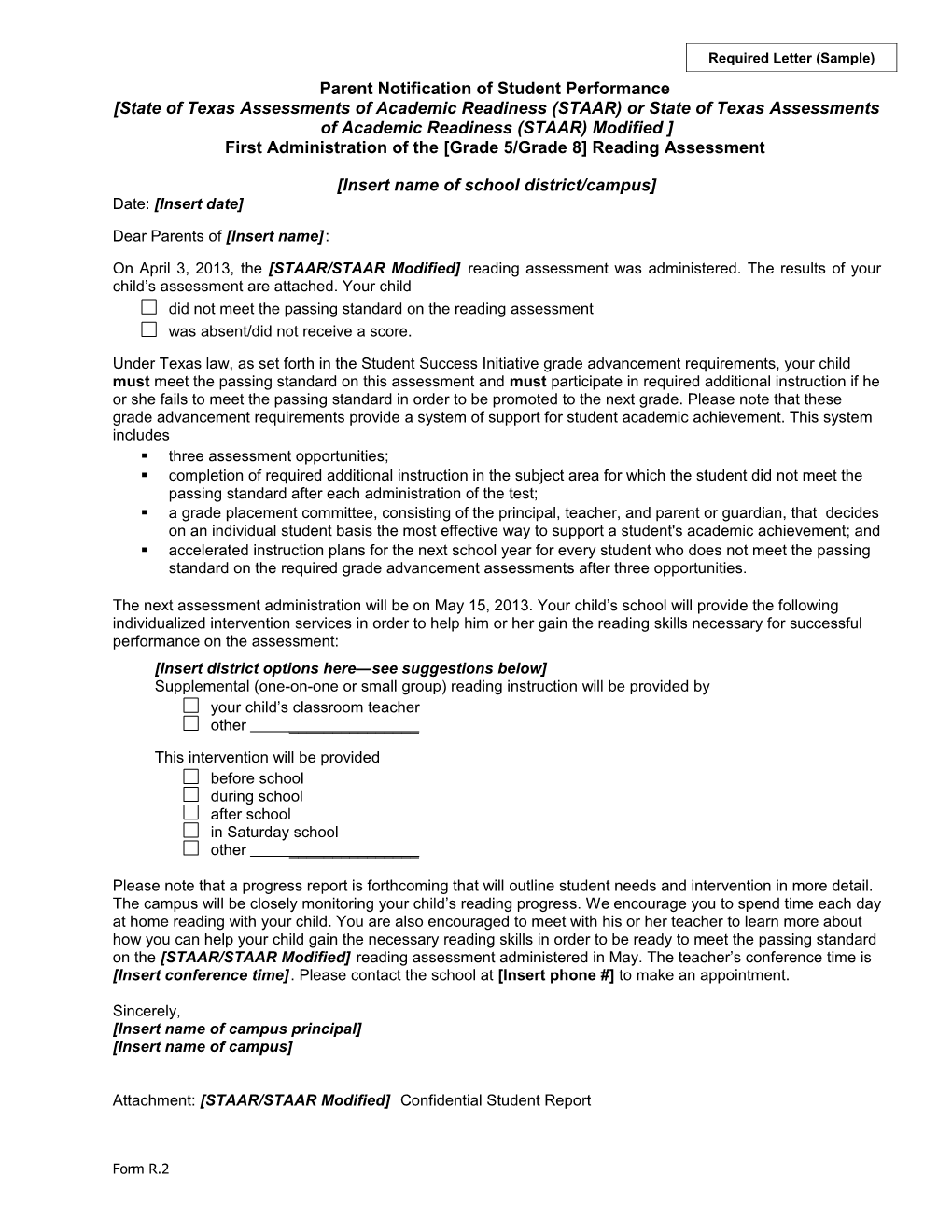 First Administration of the Grade 5/Grade 8 Reading Assessment