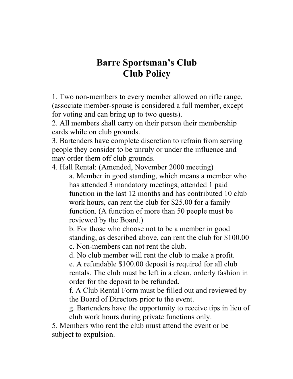 Barre Sportsman S Club Range Rules