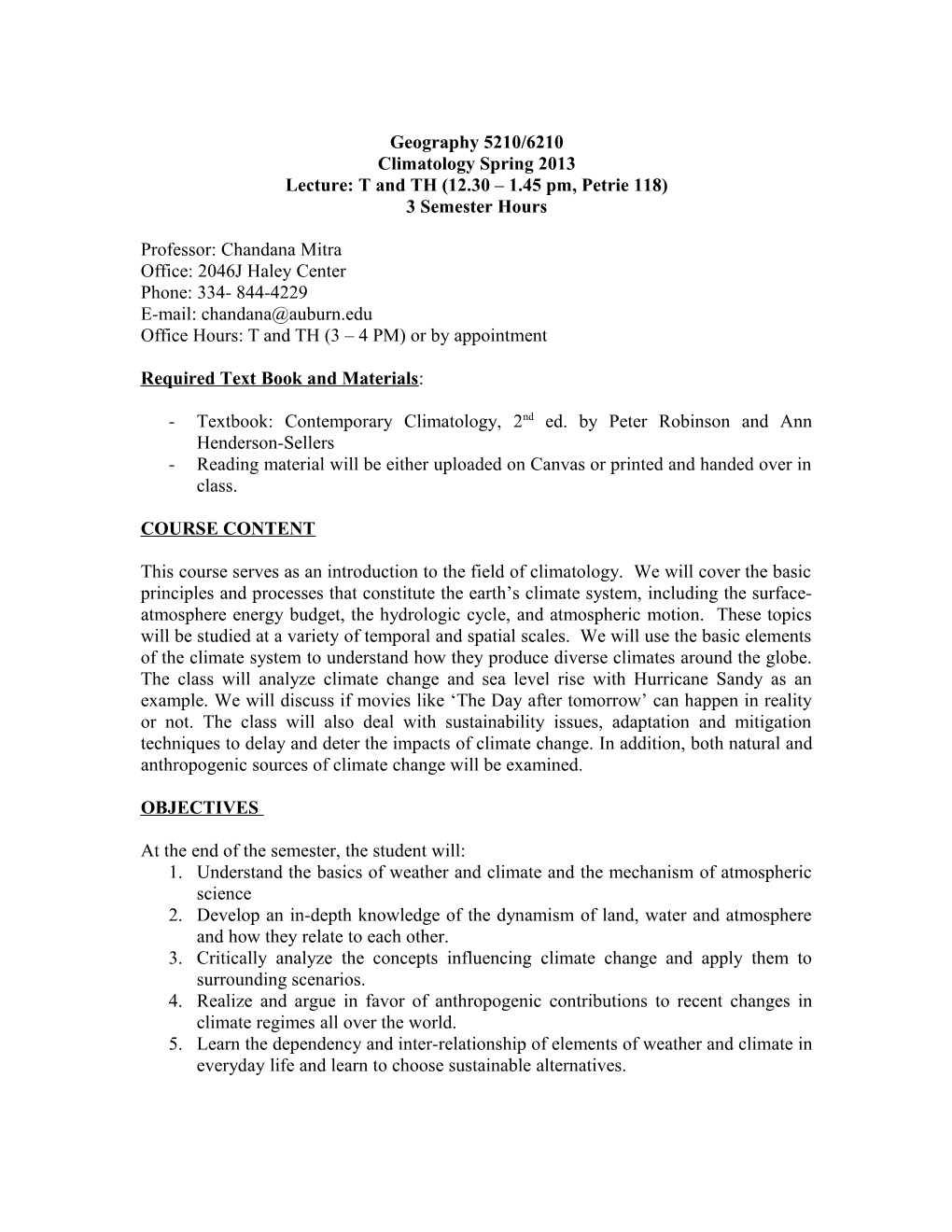 Geography 1120: Introductory Weather and Climate