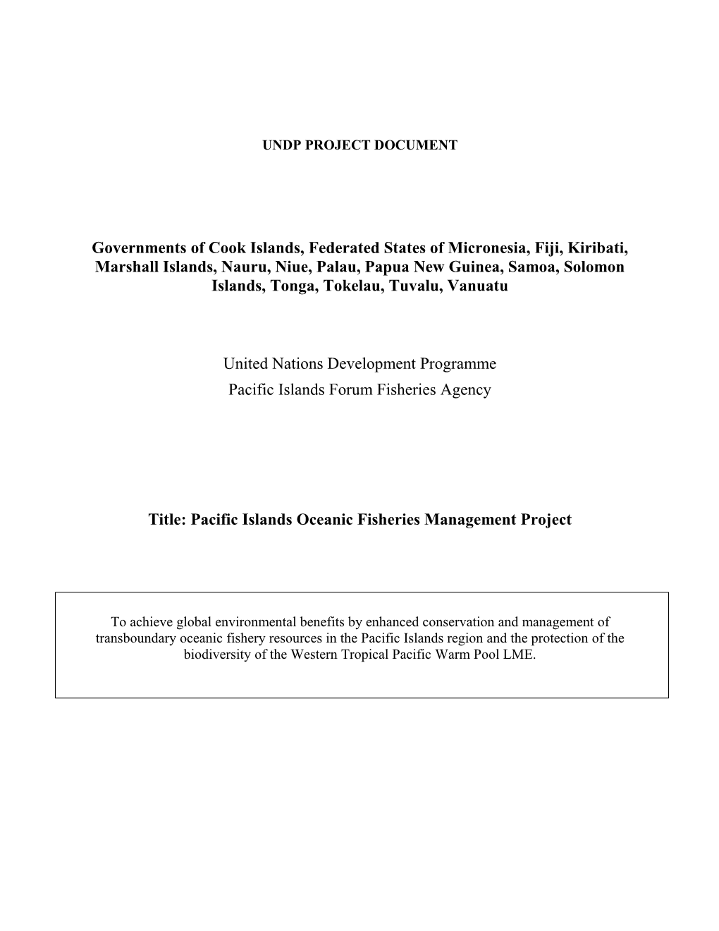 Undp Project Document