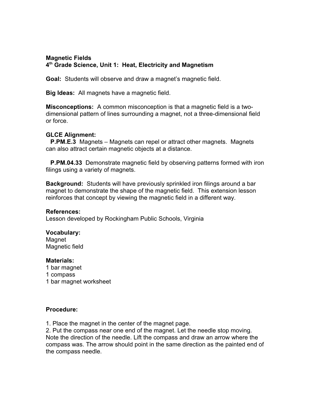 4Th Grade Science, Unit 1: Heat, Electricity and Magnetism