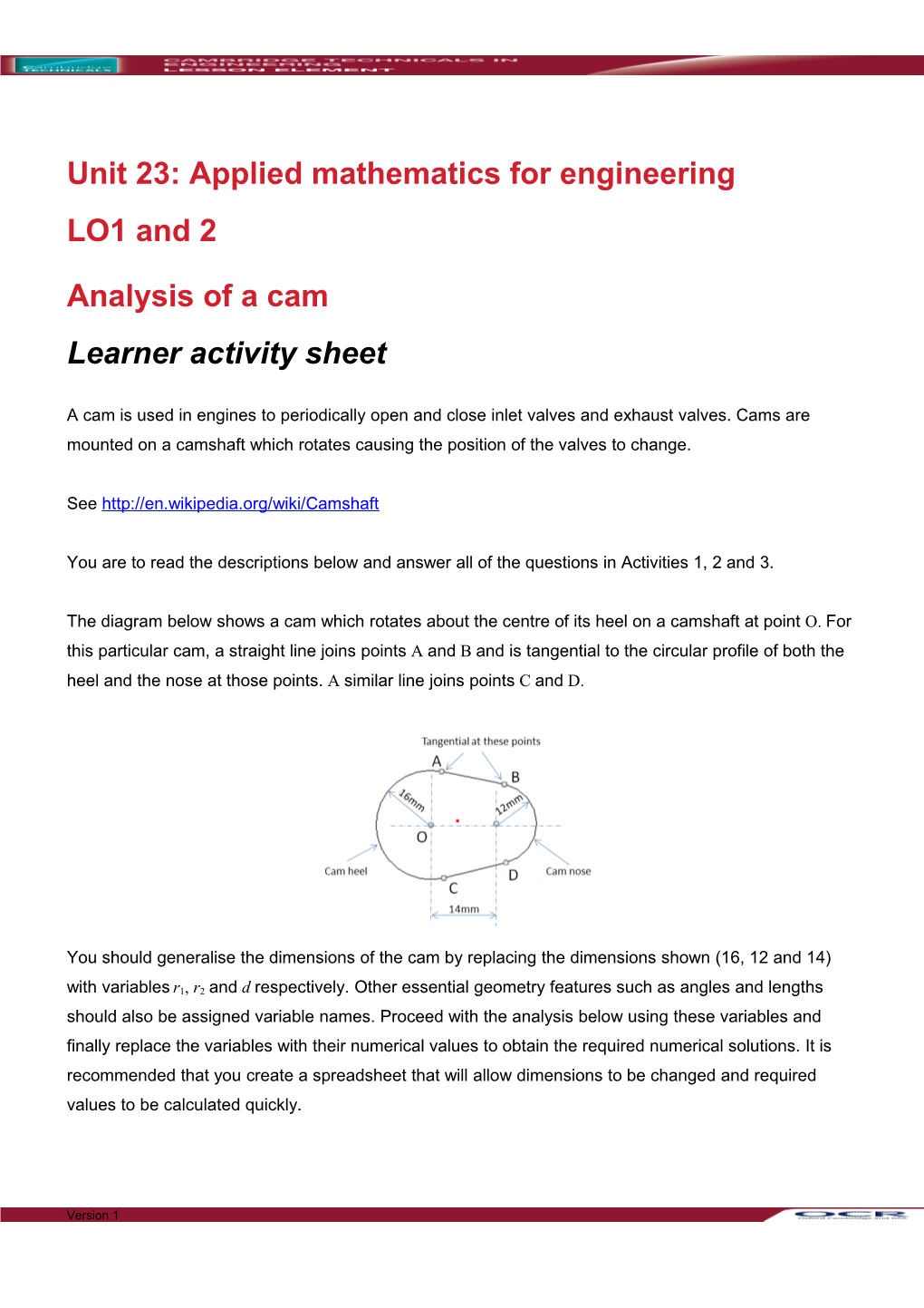 Cambridge Technicals in Engineering Unit 20: Business for Engineering