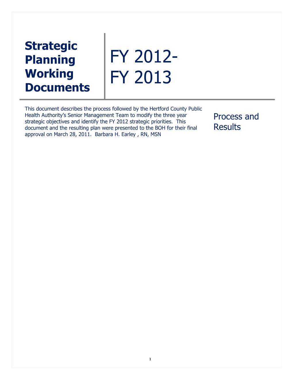 Strategic Planning Working Documents