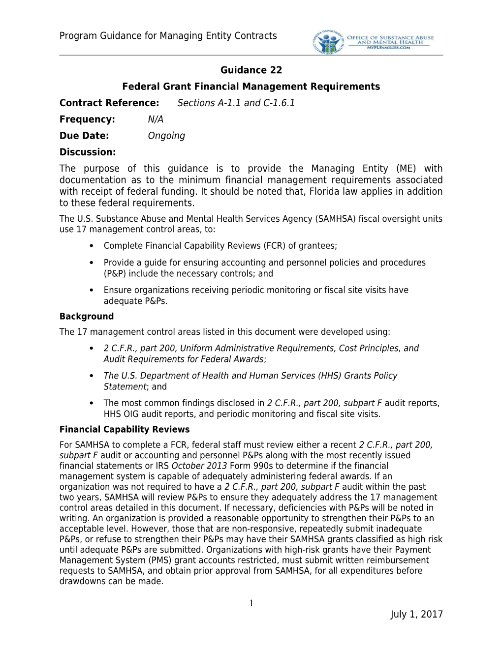 Federal Grant Financial Management Requirements