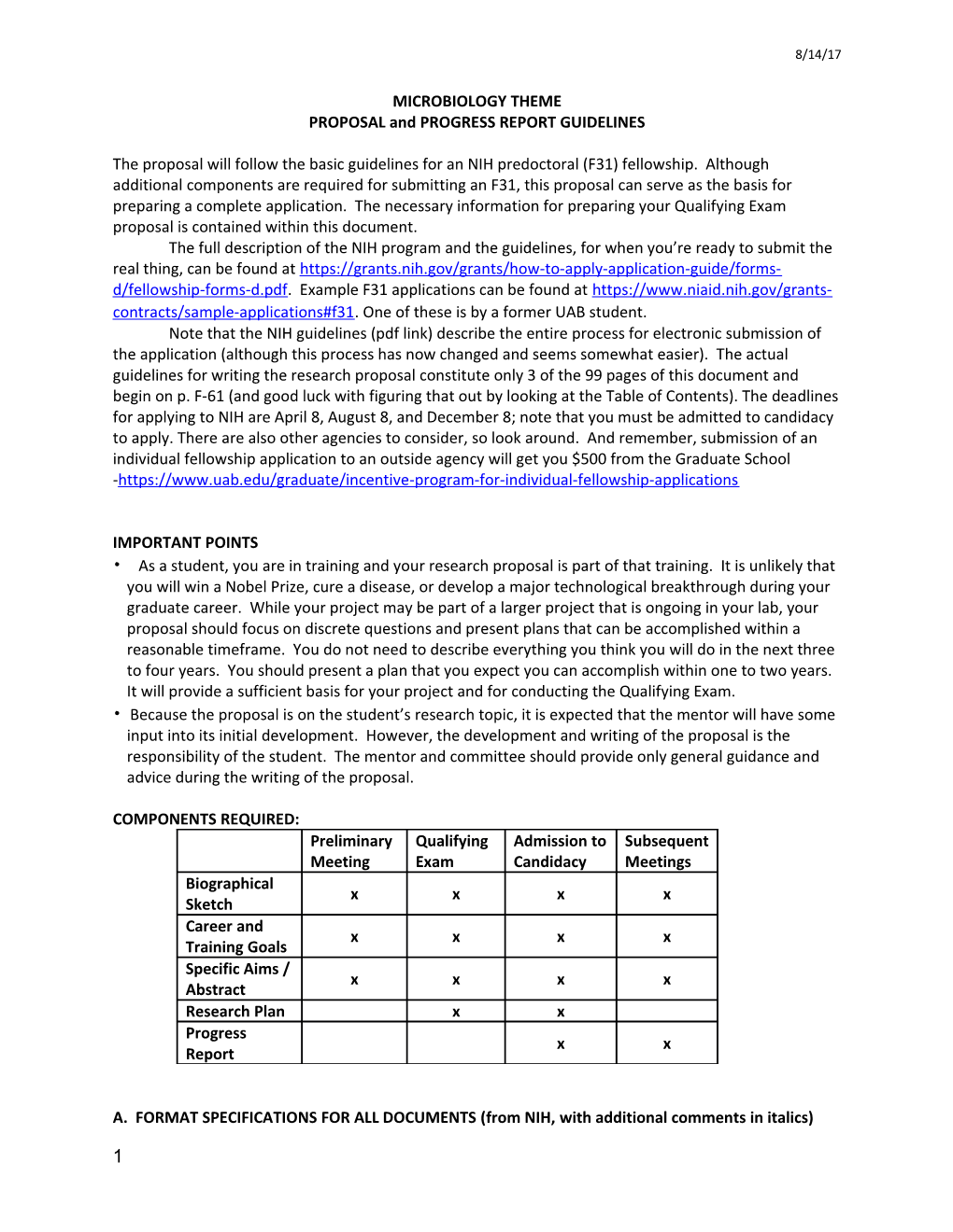 MICROBIOLOGY THEME PROPOSAL and PROGRESS REPORT GUIDELINES