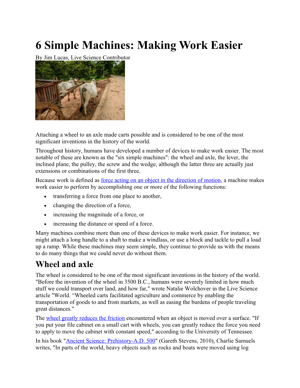 6 Simple Machines: Making Work Easier