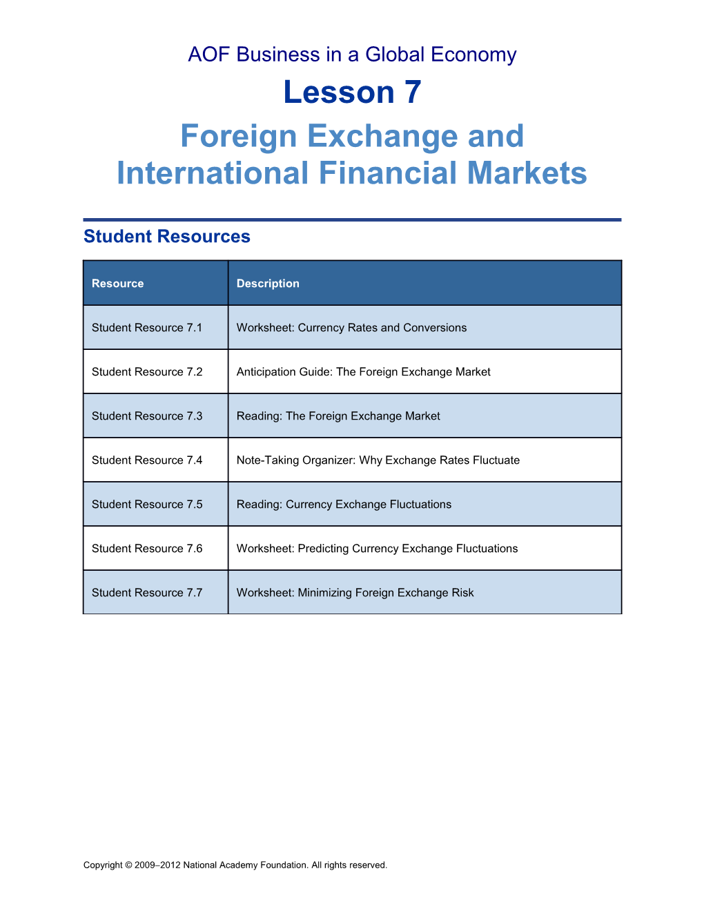 AOF Business in a Global Economy