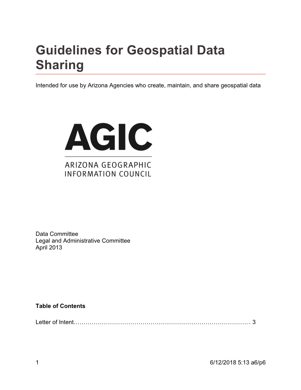 Guidelines for Geospatial Data Sharing