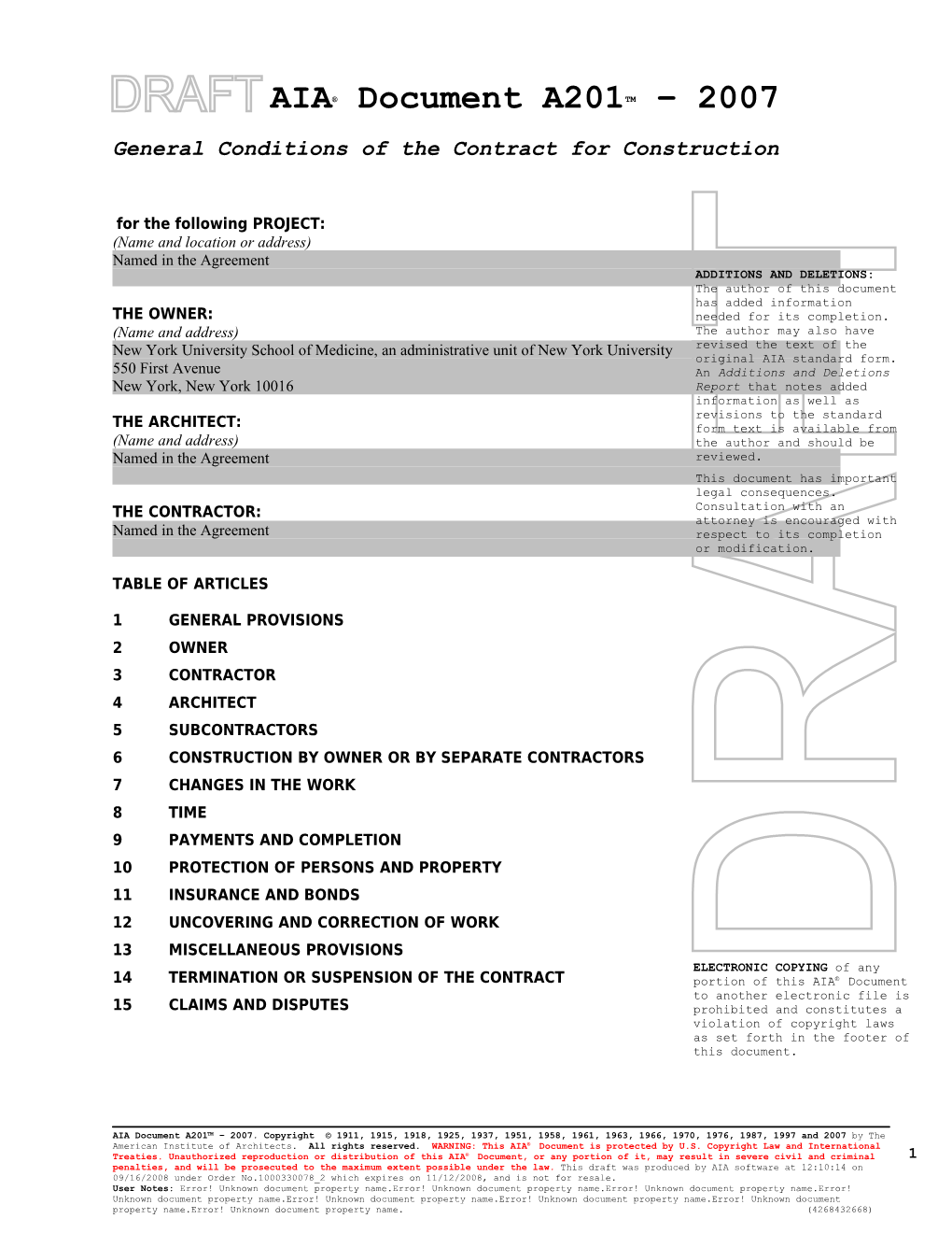 A201-2007 - General Conditions of the Contract for Construction