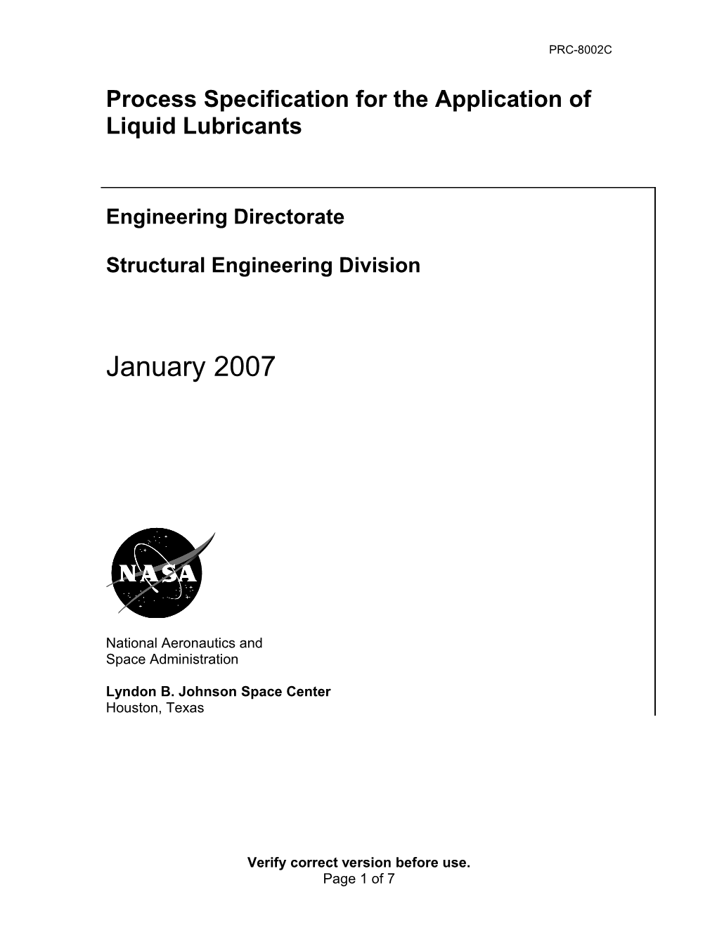 Process Specification for the Application of Liquid Lubricants