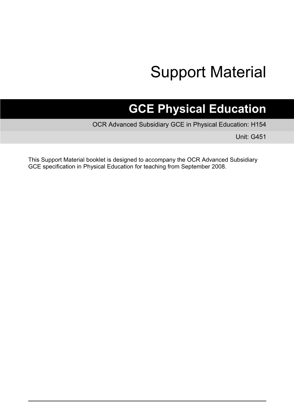 OCR Advanced Subsidiary GCE in Physical Education: H154