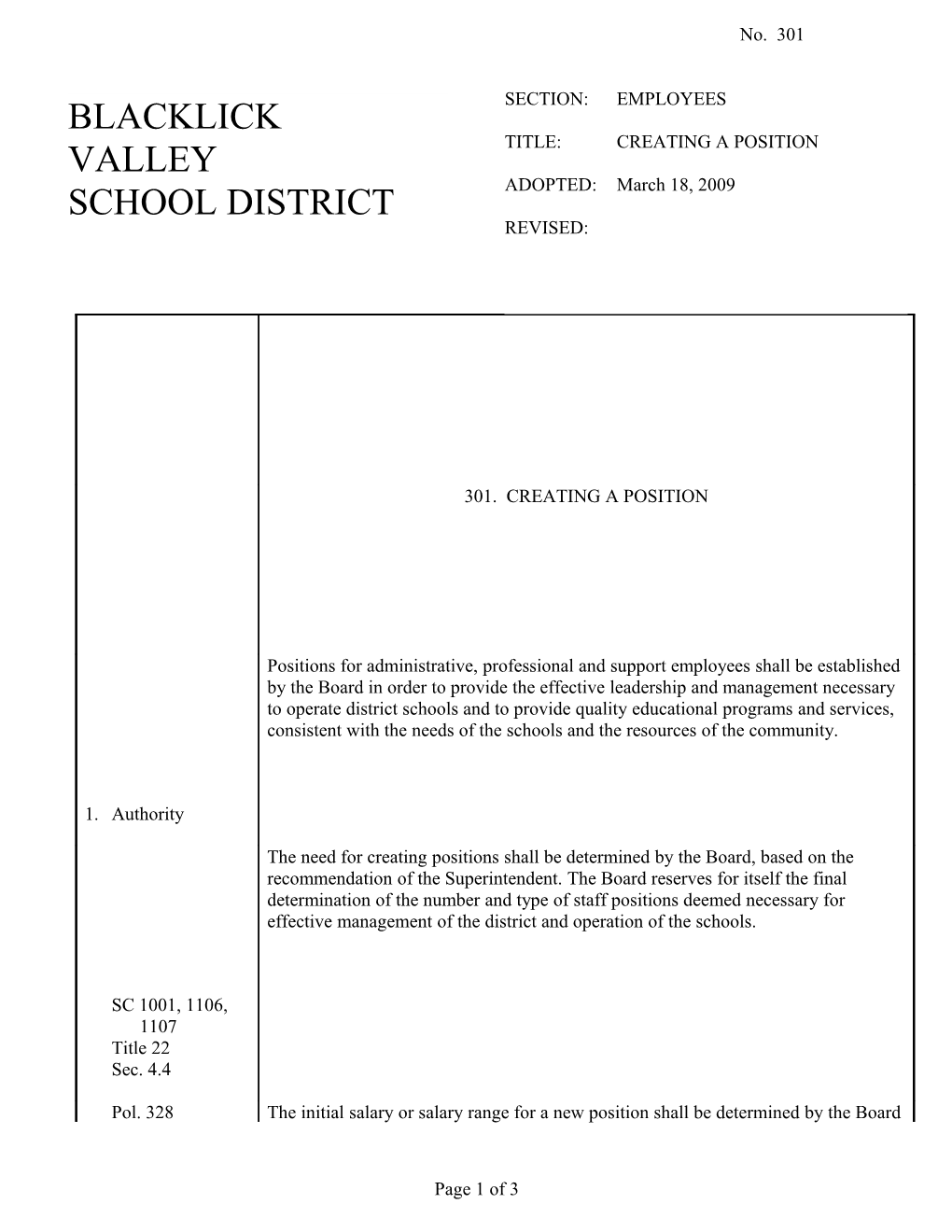 301. CREATING a POSITION - Pg. 1