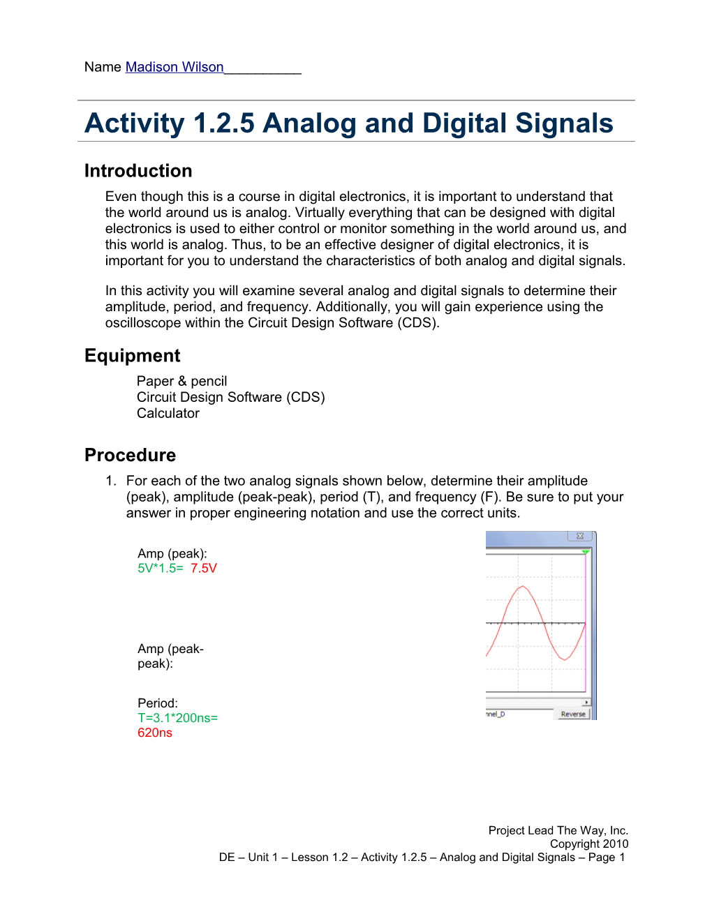 Activity 1.2.5 Analog and Digital Signals