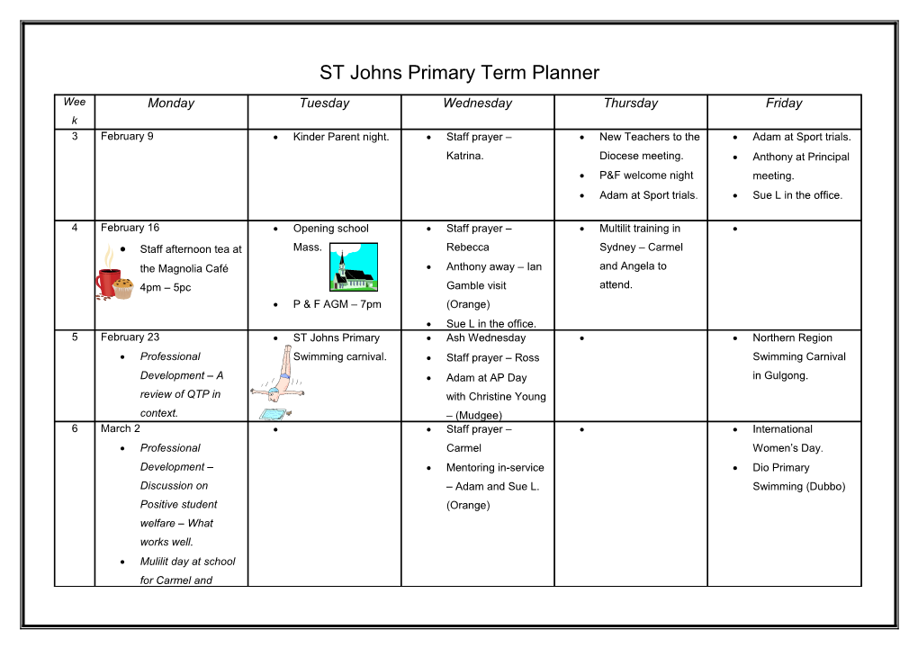 ST Johns Primary Term Planner