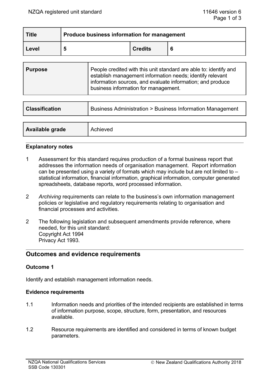 11646 Produce Business Information for Management