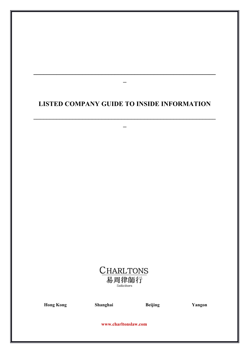 Listed Company Guide to Inside Information