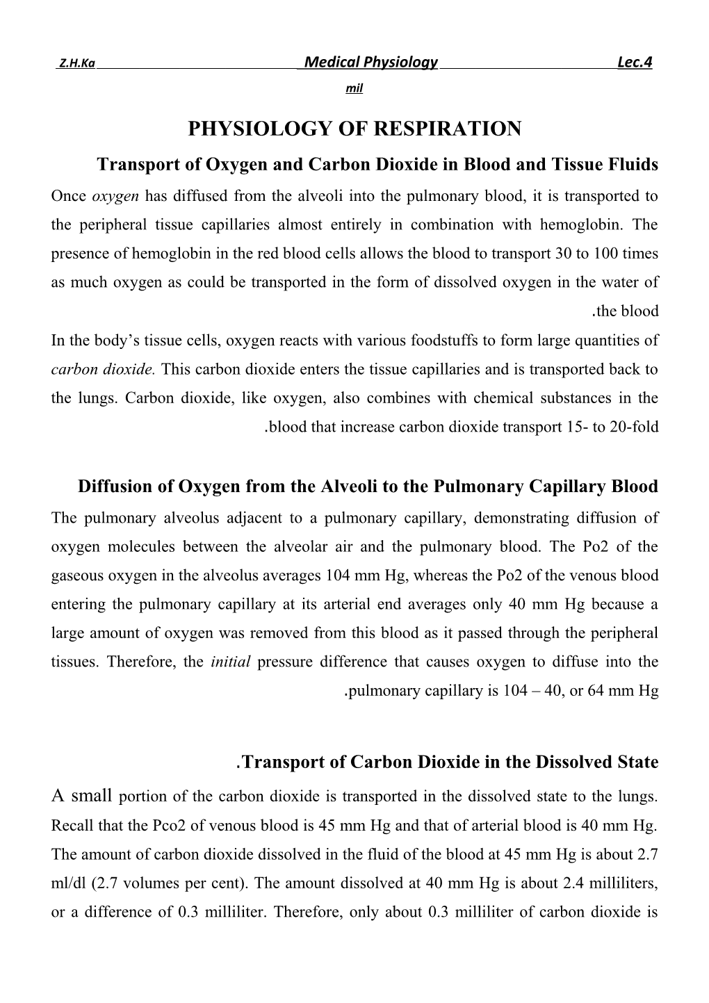 Lec.4 Medical Physiology Z.H.Kamil