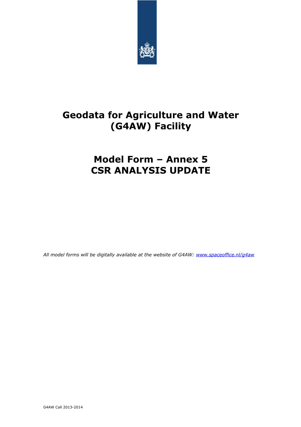 Geodata for Agriculture and Water (G4AW) Facility