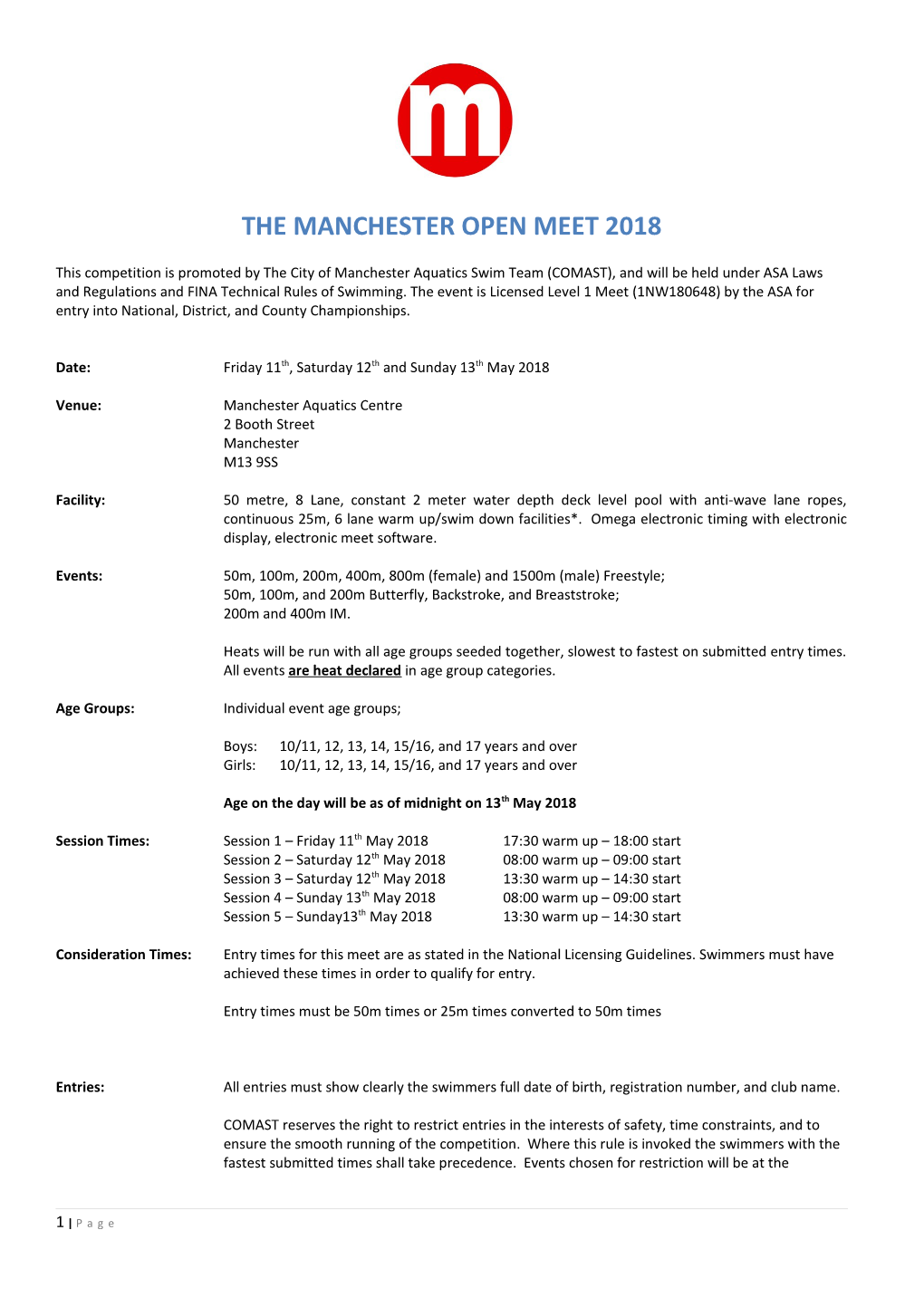 The Manchester Open Meet 2018