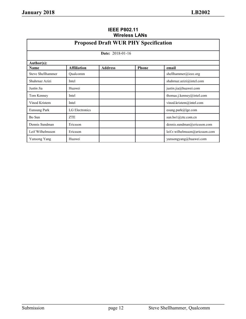 32. Wake-Up Radio (WUR) PHY Specification